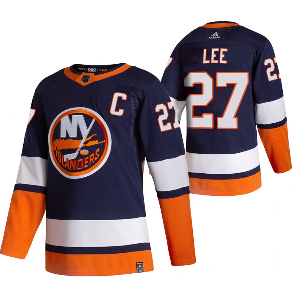 2021 Adidias New York Islanders 27 Anders Lee Navy Blue Men Reverse Retro Alternate NHL Jersey